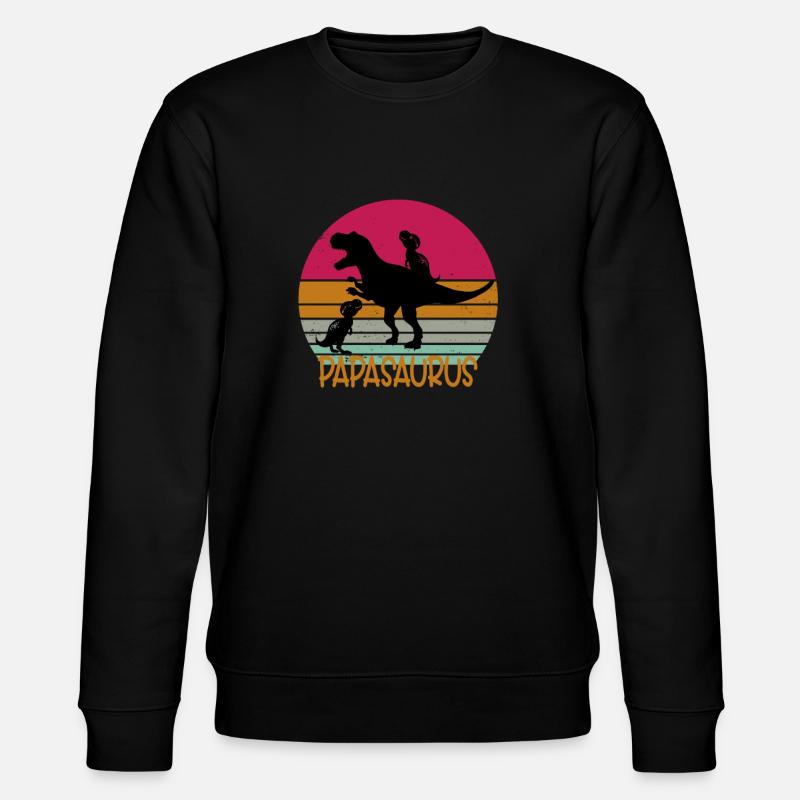 papasaurus rex Dinosaurier trex papa geschenk - Stanley/Stella Unisex Bio-Sweatshirt CHANGER  - Schwarz