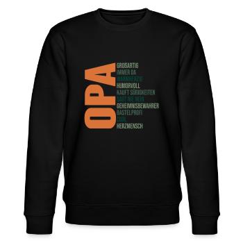 Opa Geschenk Großvater - Stanley/Stella Unisex Bio-Sweatshirt CHANGER  - Schwarz - Vorne - Nik (191cm) & Marisol (170cm)