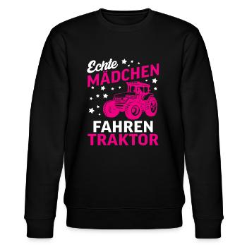 Echte Mädchen Fahren Traktor - Stanley/Stella Unisex Bio-Sweatshirt CHANGER  - Schwarz - Vorne - Nik (191cm) & Marisol (170cm)