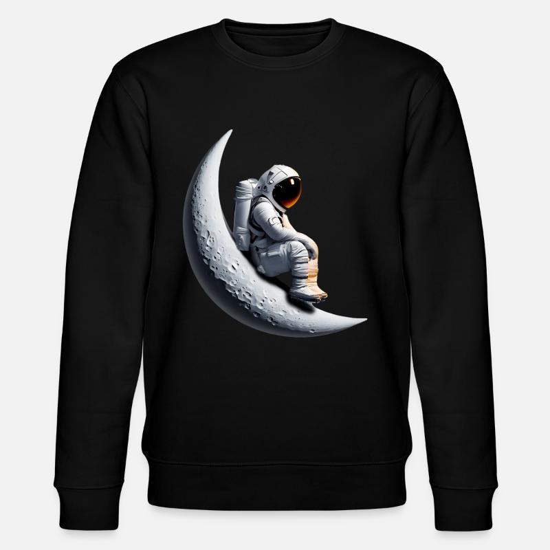 Astronaut im Halbmond - Stanley/Stella Unisex Bio-Sweatshirt CHANGER  - Schwarz