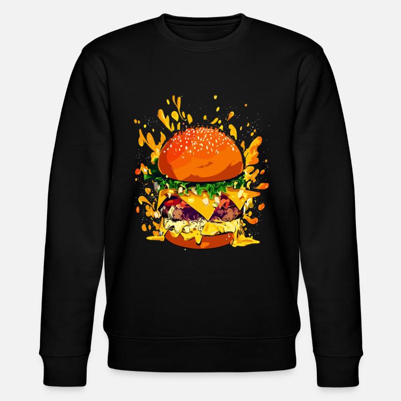 Extravagant cheeseburger with cheese splatter - Stanley/Stella CHANGER Unisex Organic Sweatshirt - black
