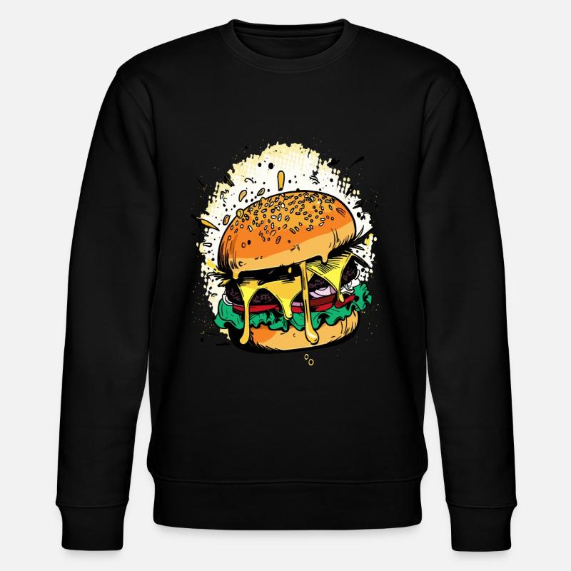 Cheeseburger Comic Burger - Stanley/Stella Unisex Bio-Sweatshirt CHANGER  - Schwarz