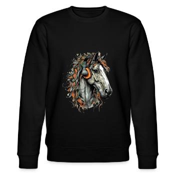 Koni, das audiophile Pferd - Stanley/Stella Unisex Bio-Sweatshirt CHANGER  - Schwarz - Vorne - Nik (191cm) & Marisol (170cm)