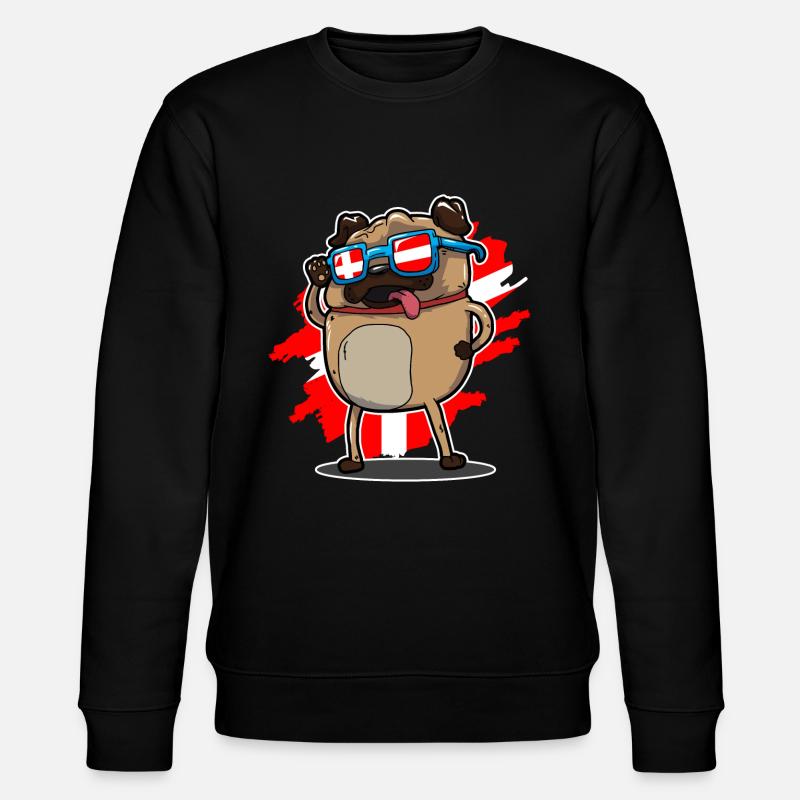 DENMARK PUG SHIRT - Stanley/Stella CHANGER Unisex Organic Sweatshirt - black