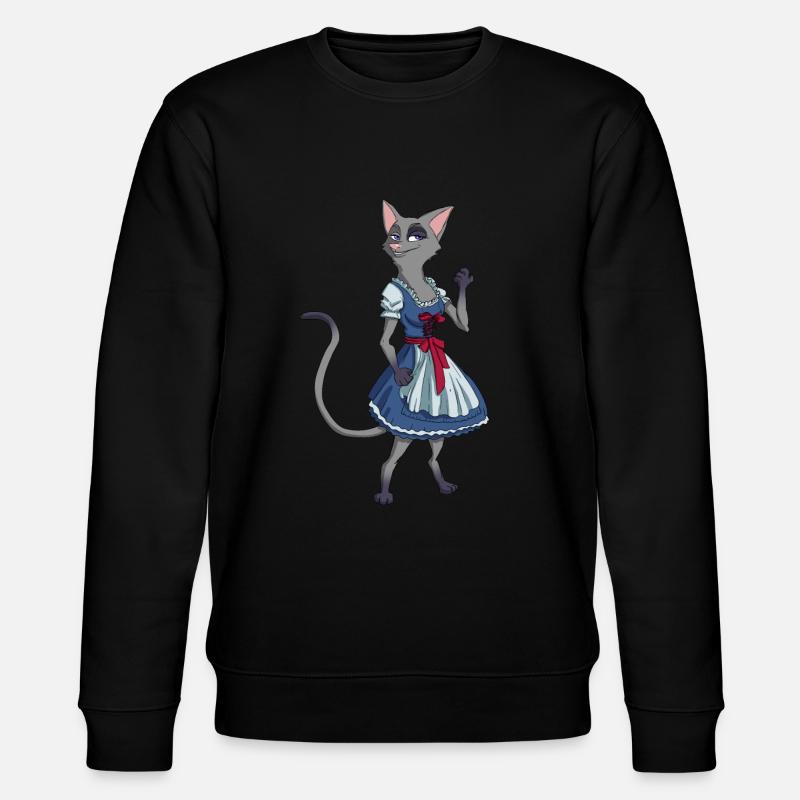 Katze Dirndl Tracht - Stanley/Stella Unisex Bio-Sweatshirt CHANGER  - Schwarz