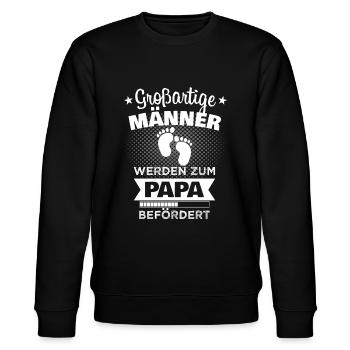 Werdender Papa Spruch Baby Babyfüße Vater Geschenk - Stanley/Stella Unisex Bio-Sweatshirt CHANGER  - Schwarz - Vorne - Nik (191cm) & Marisol (170cm)