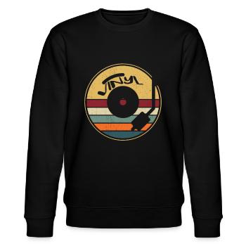 Retro Vinyl Record - Stanley/Stella CHANGER Unisex Organic Sweatshirt - black - Front - Nik (191cm) & Marisol (170cm)