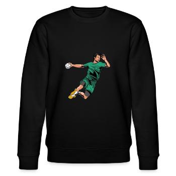 Handballspieler Handball Handballer - Stanley/Stella Unisex Bio-Sweatshirt CHANGER  - Schwarz - Vorne - Nik (191cm) & Marisol (170cm)
