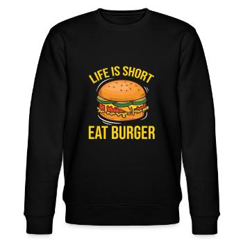 Burger Hamburger Cheeseburger - Stanley/Stella Unisex Bio-Sweatshirt CHANGER  - Schwarz - Vorne - Nik (191cm) & Marisol (170cm)