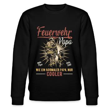 Feuerwehr Papa wie ein normaler Papa nur cooler - Stanley/Stella Unisex Bio-Sweatshirt CHANGER  - Schwarz - Vorne - Nik (191cm) & Marisol (170cm)