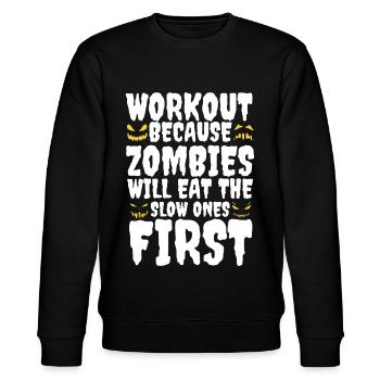 Funny Halloween Workout Spruch - Stanley/Stella Unisex Bio-Sweatshirt CHANGER  - Schwarz - Vorne - Nik (191cm) & Marisol (170cm)