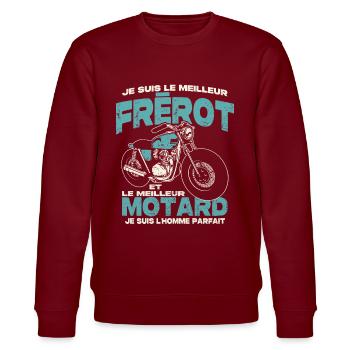 Le meilleur frèrot et le meilleur motard - Sweat bio CHANGER Stanley/Stella Unisexe - bordeaux - Devant - Nik (191cm) & Marisol (170cm)
