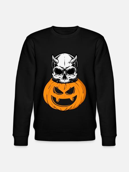 Creepy Jack-o'-Lantern design with skull - Stanley/Stella CHANGER Unisex Organic Sweatshirt - black