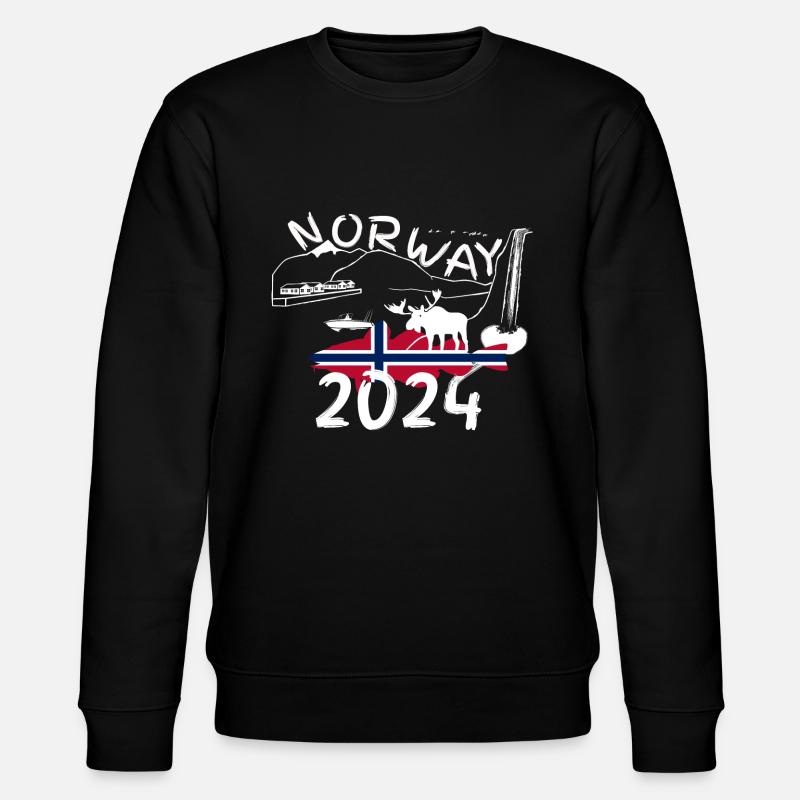 Norwegen 2024 Dorsch mit Bergen und Elch Angeln - Stanley/Stella Unisex Bio-Sweatshirt CHANGER - Schwarz
