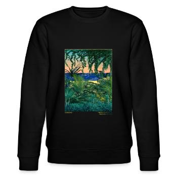 Tropical vibrant beach art print - Stanley/Stella CHANGER Unisex Organic Sweatshirt - black - Front - Nik (191cm) & Marisol (170cm)