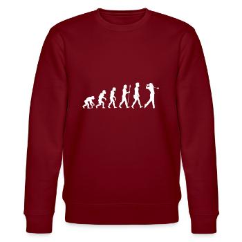Golf Evolution Golfer Caddy Geschenk Golfspieler - Stanley/Stella Unisex Bio-Sweatshirt CHANGER  - Burgunderrot - Vorne - Nik (191cm) & Marisol (170cm)