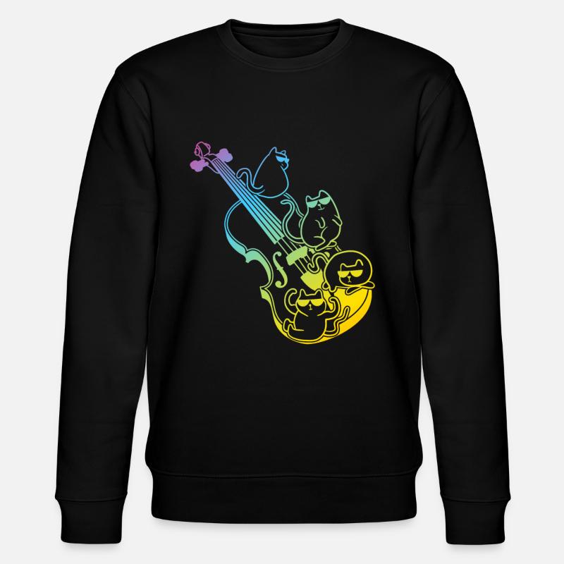 Contrebasse avec chats - Contrebassiste - Sweat bio CHANGER Stanley/Stella Unisexe - noir