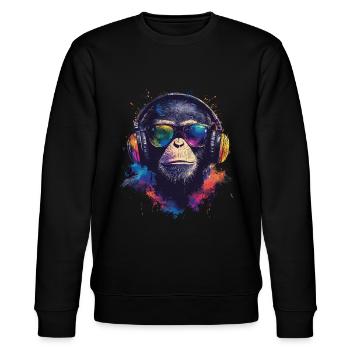 DJ Monkey Festival - Stanley/Stella CHANGER Unisex Organic Sweatshirt - black - Front - Nik (191cm) & Marisol (170cm)