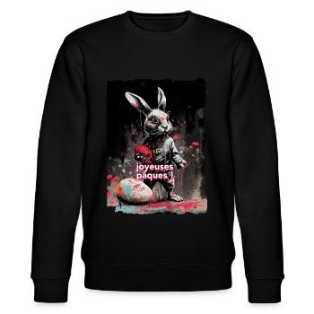 joyeuses pâques - easter the bunny - t shirt papa - Sweat bio CHANGER Stanley/Stella Unisexe - noir - Devant - Nik (191cm) & Marisol (170cm)