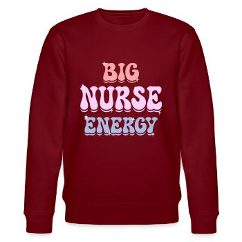 Energetic Nurse Female Nurse - Stanley/Stella CHANGER Unisex Organic Sweatshirt - burgundy - Front - Nik (191cm) & Marisol (170cm)