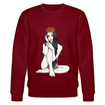 Blumenkind Fantasy sexy Girl nackte Frau Elfe - Stanley/Stella Unisex Bio-Sweatshirt CHANGER  - Burgunderrot - Vorne - Nik (191cm) & Marisol (170cm)