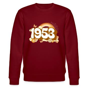 Retro 1953 Geburtstagsfeier Frau 70 Jahre - Stanley/Stella Unisex Bio-Sweatshirt CHANGER  - Burgunderrot - Vorne - Nik (191cm) & Marisol (170cm)