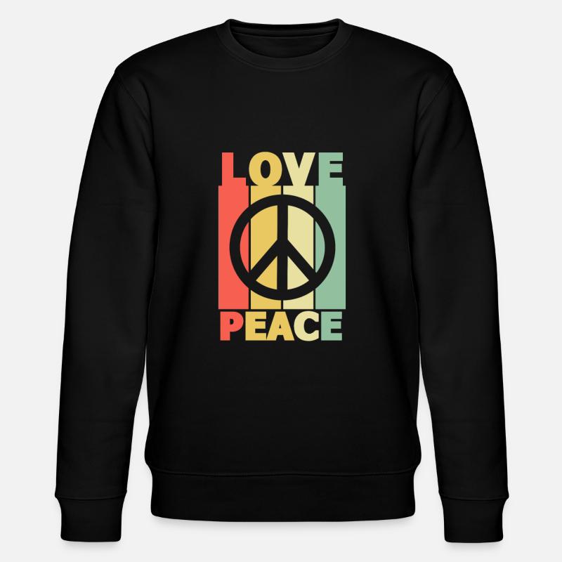 70s Love Peace - Stanley/Stella CHANGER Unisex Organic Sweatshirt - black