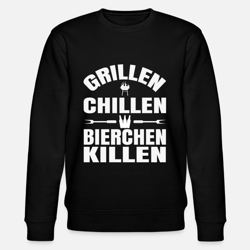 Grillen Chillen Bierchen Killen Grillgeschenk - Stanley/Stella Unisex Bio-Sweatshirt CHANGER  - Schwarz