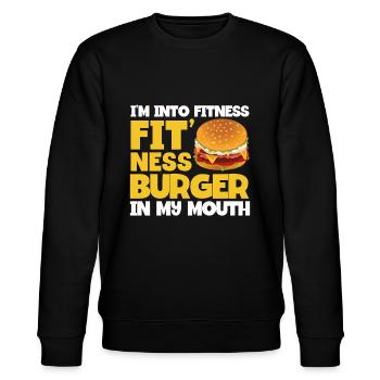 Hamburger Cheesburger Fast Food Burger - Stanley/Stella Unisex Bio-Sweatshirt CHANGER  - Schwarz - Vorne - Nik (191cm) & Marisol (170cm)