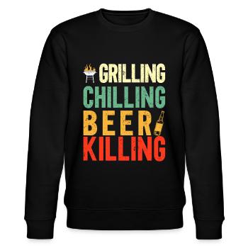 Bbq Grill Meat Lovers Grill Party Food Bbq - Stanley/Stella CHANGER Unisex Organic Sweatshirt - black - Front - Nik (191cm) & Marisol (170cm)
