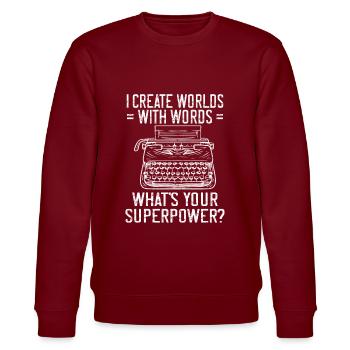 Autor Geschenk Spruch Bücherwurm Schriftsteller - Stanley/Stella Unisex Bio-Sweatshirt CHANGER  - Burgunderrot - Vorne - Nik (191cm) & Marisol (170cm)