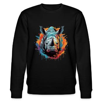 Party Rhinoceros - Stanley/Stella CHANGER Unisex Organic Sweatshirt - black - Front - Nik (191cm) & Marisol (170cm)