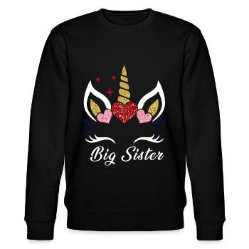 Große Schwester - Stanley/Stella Unisex Bio-Sweatshirt CHANGER  - Schwarz - Vorne - Nik (191cm) & Marisol (170cm)