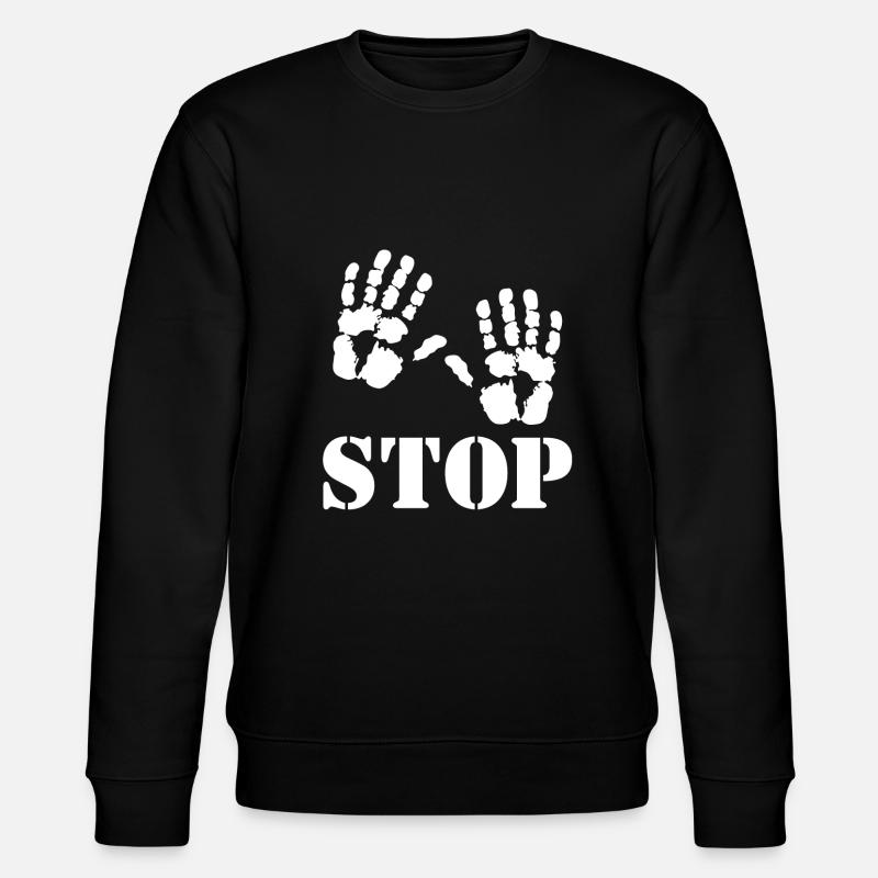 Stop - Handabdrücke - Stanley/Stella Unisex Bio-Sweatshirt CHANGER  - Schwarz