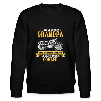 Cooles Biker Opa Shirt - Motorradfahrer - Chopper - Stanley/Stella Unisex Bio-Sweatshirt CHANGER  - Schwarz - Vorne - Nik (191cm) & Marisol (170cm)