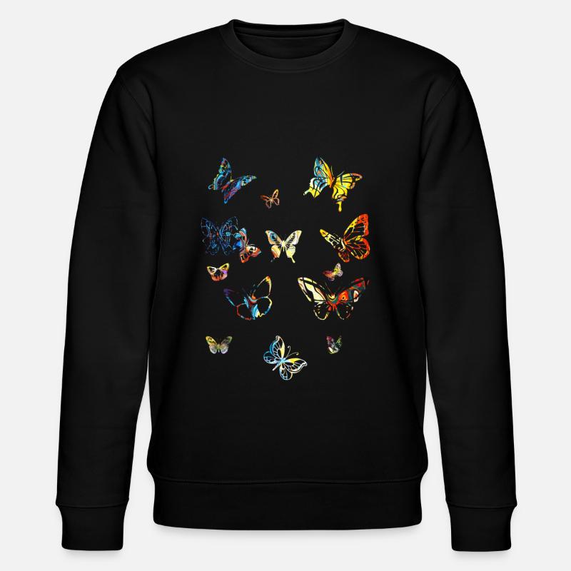 bunte Schmetterlinge - Stanley/Stella Unisex Bio-Sweatshirt CHANGER  - Schwarz