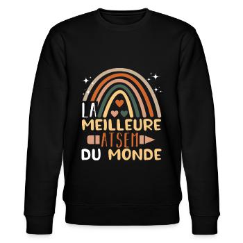 Meilleure atsem cadeau merci atsem arc en ciel - Sweat bio CHANGER Stanley/Stella Unisexe - noir - Devant - Nik (191cm) & Marisol (170cm)