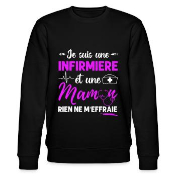 Infirmière et maman cadeau pour mère infirmiere - Sweat bio CHANGER Stanley/Stella Unisexe - noir - Devant - Nik (191cm) & Marisol (170cm)