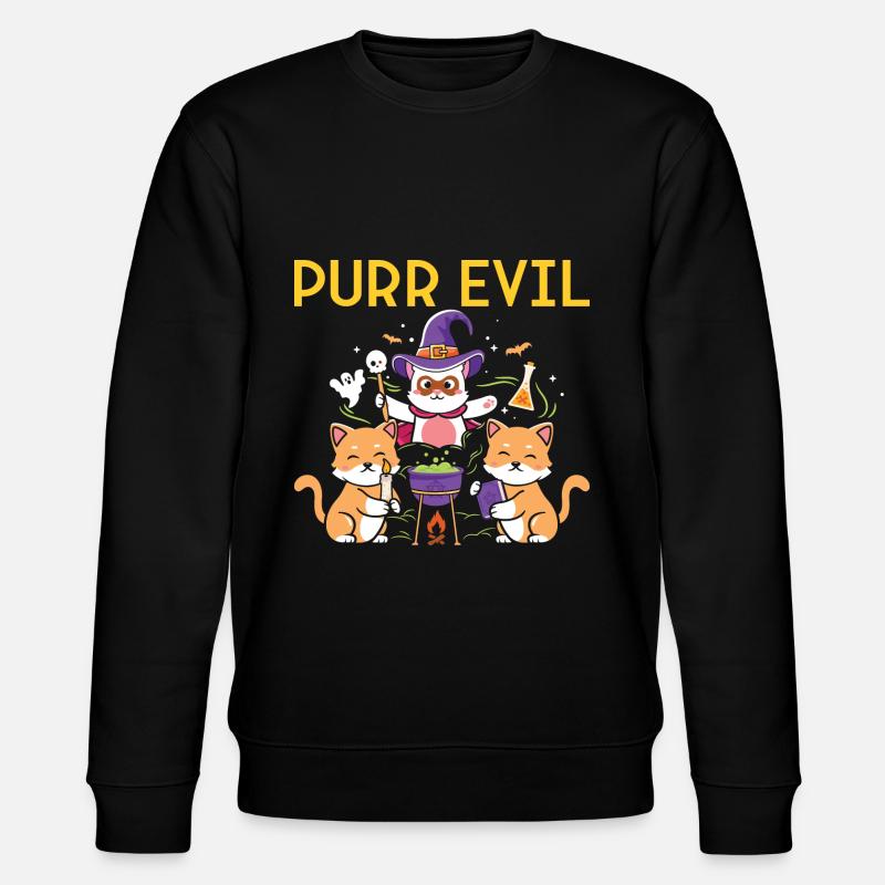 Halloween Cat Witch - Stanley/Stella CHANGER Unisex Organic Sweatshirt - black