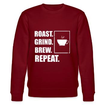 Barista Spruch Kaffee Coffeeshop Papa - Stanley/Stella Unisex Bio-Sweatshirt CHANGER  - Burgunderrot - Vorne - Nik (191cm) & Marisol (170cm)