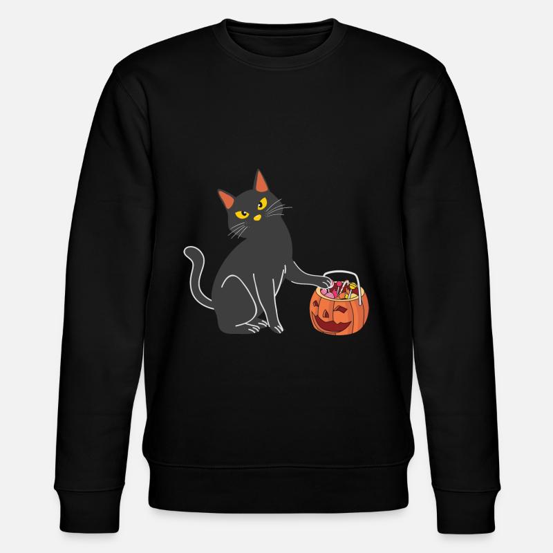 Halloween Katze Hexe - Stanley/Stella Unisex Bio-Sweatshirt CHANGER  - Schwarz