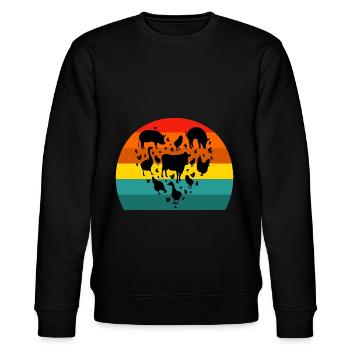 Retro vintage of farm animal, farming, farmer - Stanley/Stella CHANGER Unisex Organic Sweatshirt - black - Front - Nik (191cm) & Marisol (170cm)