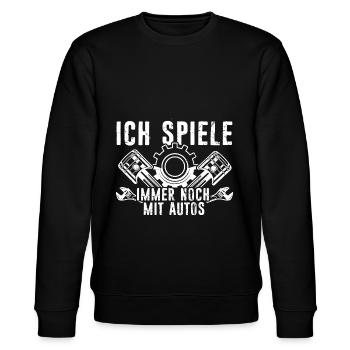 Ich Spiele Immer Noch Mit Autos - Tuning Spruch Tu - Stanley/Stella Unisex Bio-Sweatshirt CHANGER  - Schwarz - Vorne - Nik (191cm) & Marisol (170cm)