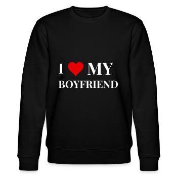I Love My Boyfriend Present - Stanley/Stella CHANGER Unisex Organic Sweatshirt - black - Front - Nik (191cm) & Marisol (170cm)