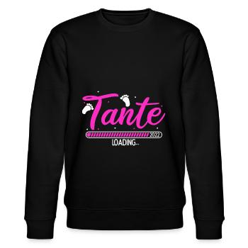 Tante Loading 2022 Babyankündigung Geburt Babygesc - Stanley/Stella Unisex Bio-Sweatshirt CHANGER  - Schwarz - Vorne - Nik (191cm) & Marisol (170cm)