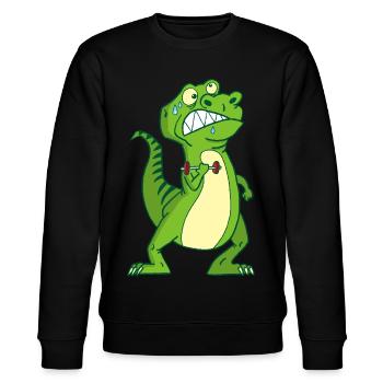 Die kleinen Ärmchen des Tyrannosaurus Rex - Stanley/Stella Unisex Bio-Sweatshirt CHANGER  - Schwarz - Vorne - Nik (191cm) & Marisol (170cm)