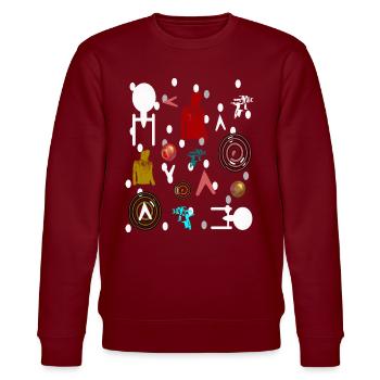 Science fiction colorful - Stanley/Stella CHANGER Unisex Organic Sweatshirt - burgundy - Front - Nik (191cm) & Marisol (170cm)