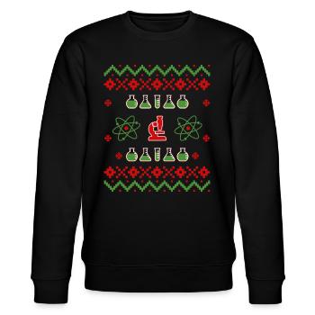 Ugly Christmas Pullover Sweatshirt Science - Stanley/Stella CHANGER Unisex Organic Sweatshirt - black - Front - Nik (191cm) & Marisol (170cm)