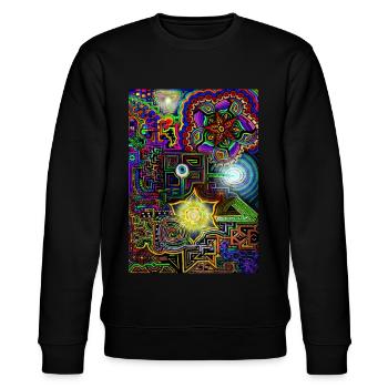 Psychedelisches Universum - Stanley/Stella Unisex Bio-Sweatshirt CHANGER  - Schwarz - Vorne - Nik (191cm) & Marisol (170cm)