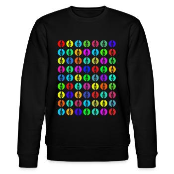 Fernsehturm#13 - Stanley/Stella Unisex Bio-Sweatshirt CHANGER  - Schwarz - Vorne - Nik (191cm) & Marisol (170cm)